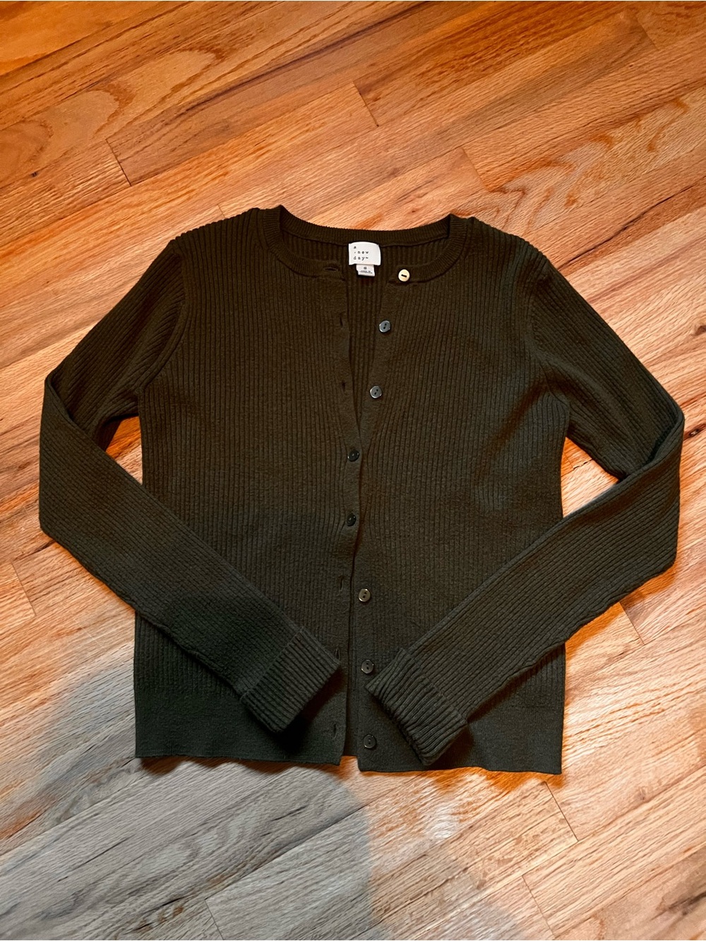 a new day Olive Green Ribbed Button Cardigan